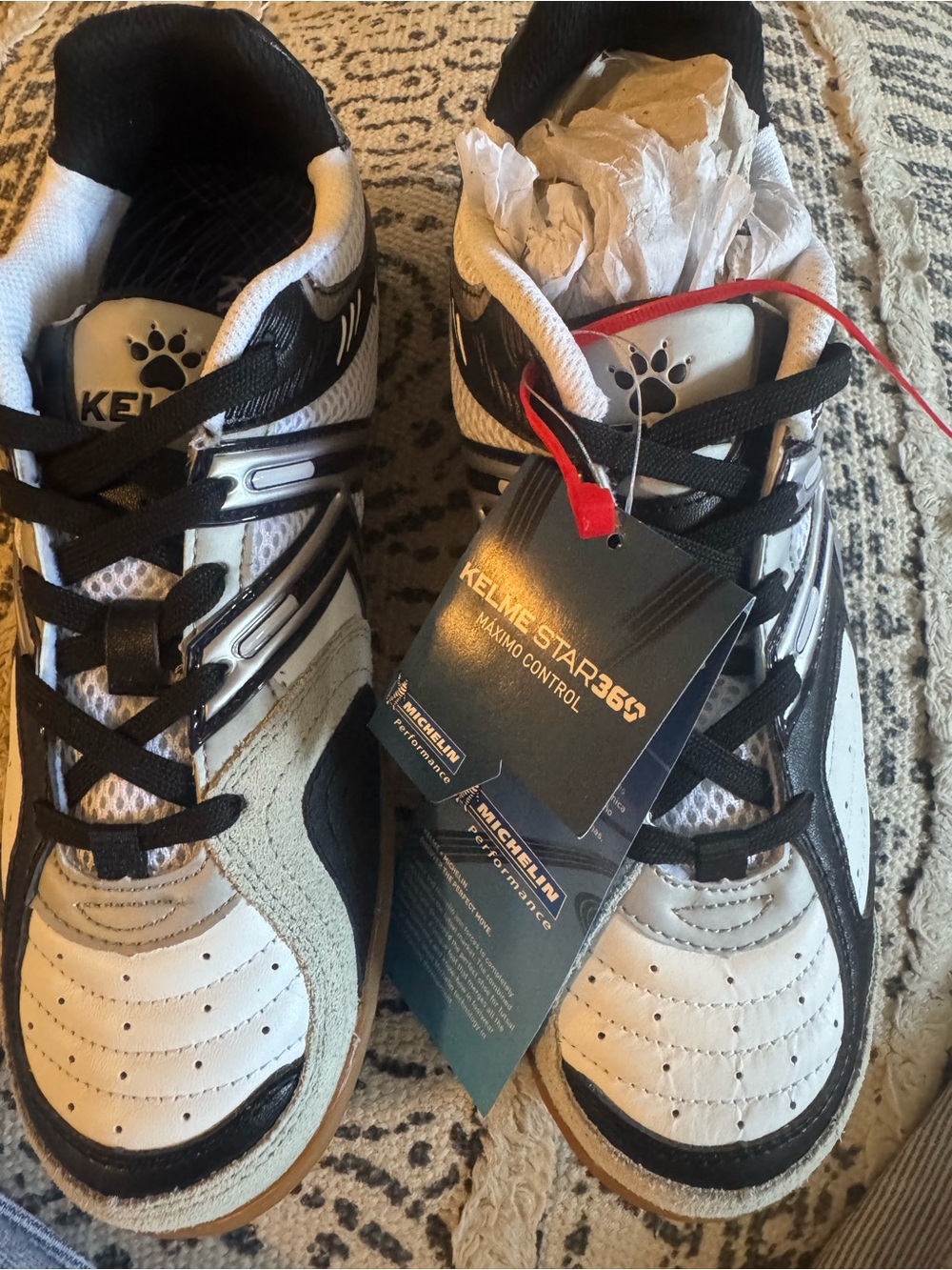 Kelme Men’s Athletic Shoes in White, Black and Tan - Star 365